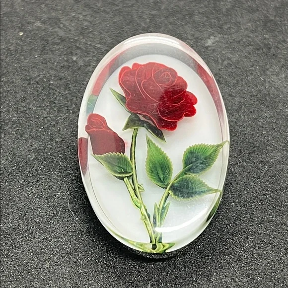 1588 1950’s Reverse Carved Lucite Brooch and Earrings Set - Picture 2 of 6